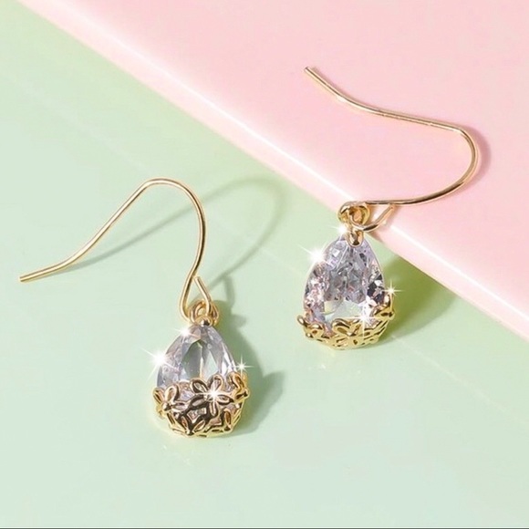 GlitzBlitz Boutique Jewelry - Any 2/$20! Gold Embellished Crystal Drop Earrings